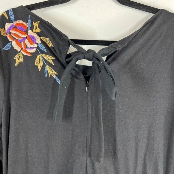 Eshakti Floral Embroidery Cotton Jersey Fit & Flare Dress Plus Size 1X / 16W - Picture 9 of 11